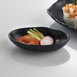 Leone Melamine Bowl Oval Stone Black 14x8 - Image 2