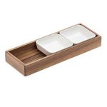 LEONE TRAY ACACIA W/3 BOWLS MELAMINE 31.5x11.5x4 - Image 2