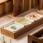 LEONE TRAY ACACIA W/3 BOWLS MELAMINE 31.5x11.5x4 - Image 3