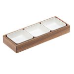 LEONE TRAY ACACIA W/3 BOWLS MELAMINE 31.5x11.5x4