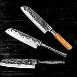 FORGED KNIFE SANTOKU JAP. STEEL 440C 18CM OLIVE WOOD - Image 5