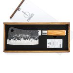 FORGED KNIFE CLEAVER JAP. STEEL 440C 19CM OLIVE WOOD - Image 2