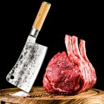 FORGED KNIFE CLEAVER JAP. STEEL 440C 19CM OLIVE WOOD - Image 3